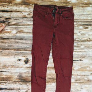 AE Cranberry Red Skinny Jeans